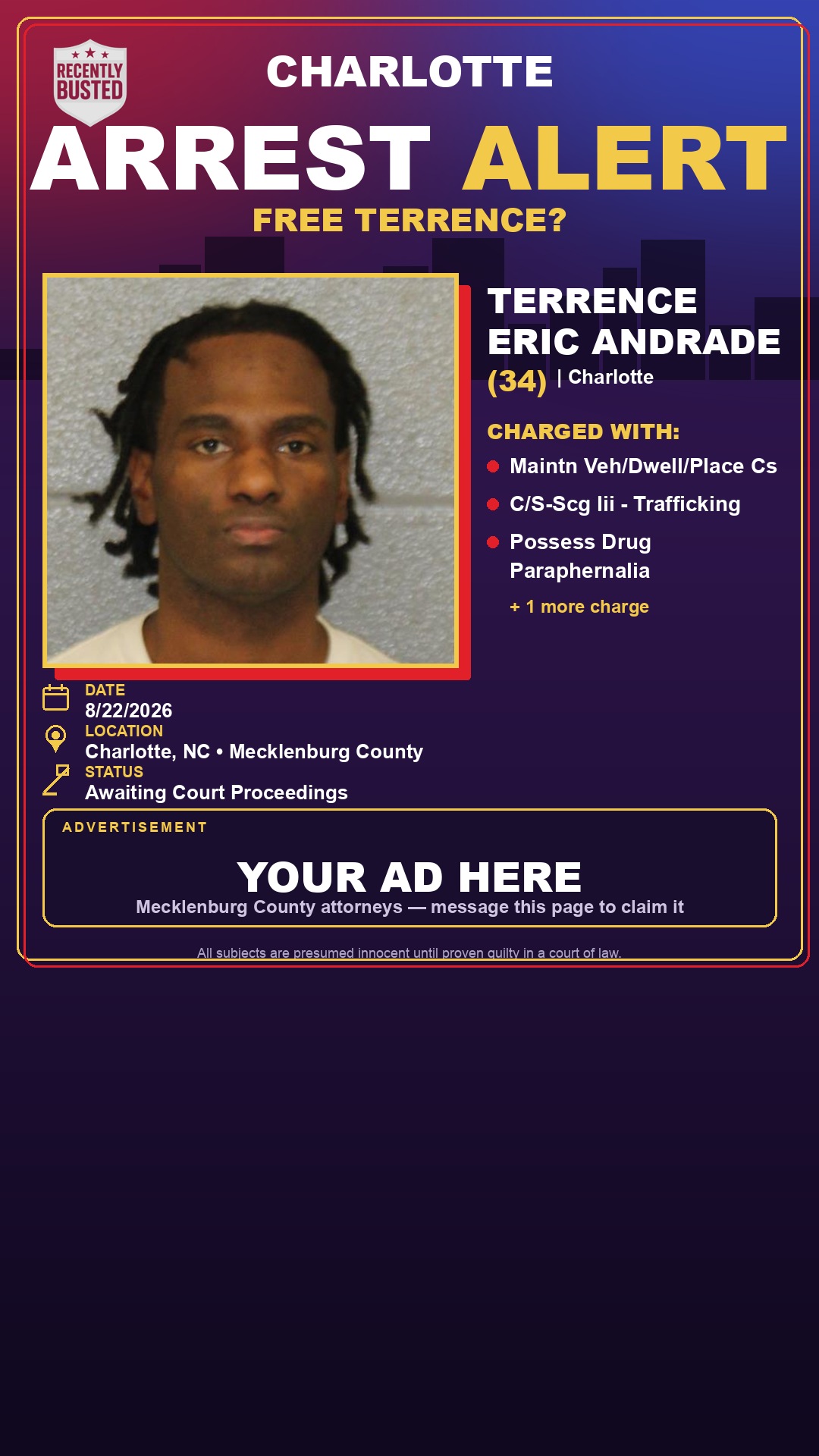 Arrest report - TERRENCE ERIC ANDRADE