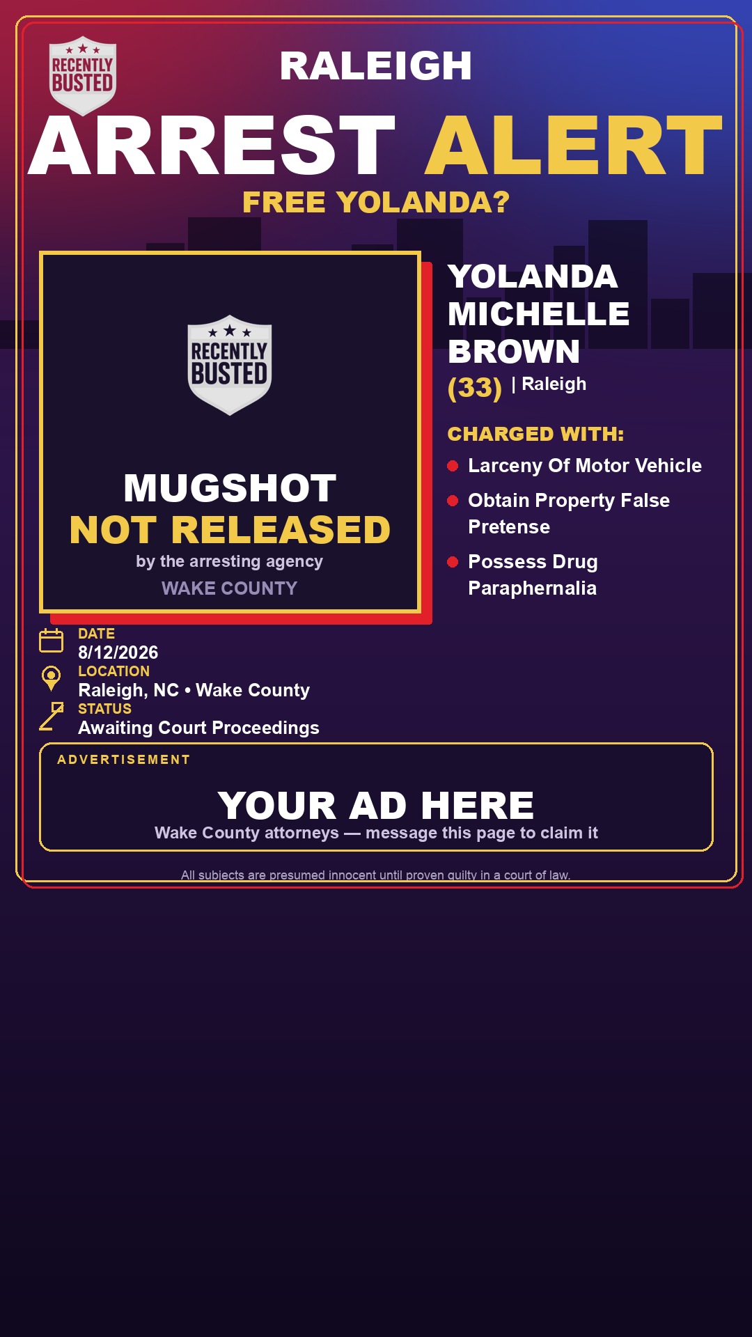 Arrest report - YOLANDA MICHELLE BROWN
