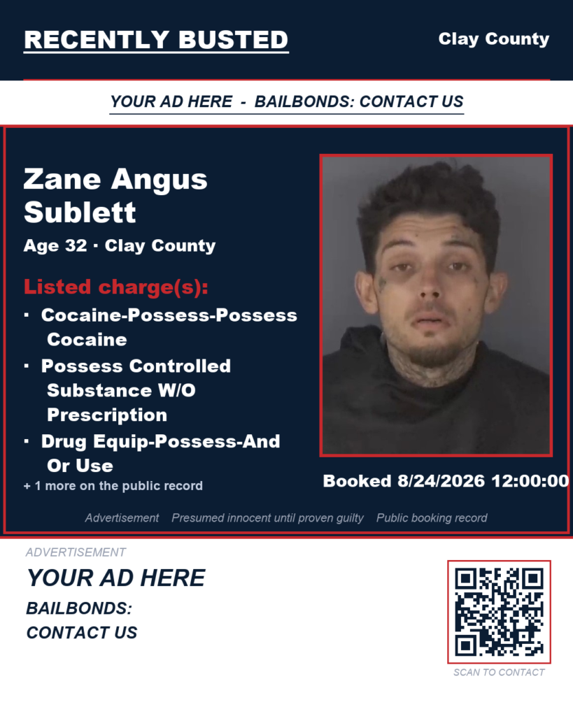 Arrest report - ZANE ANGUS SUBLETT