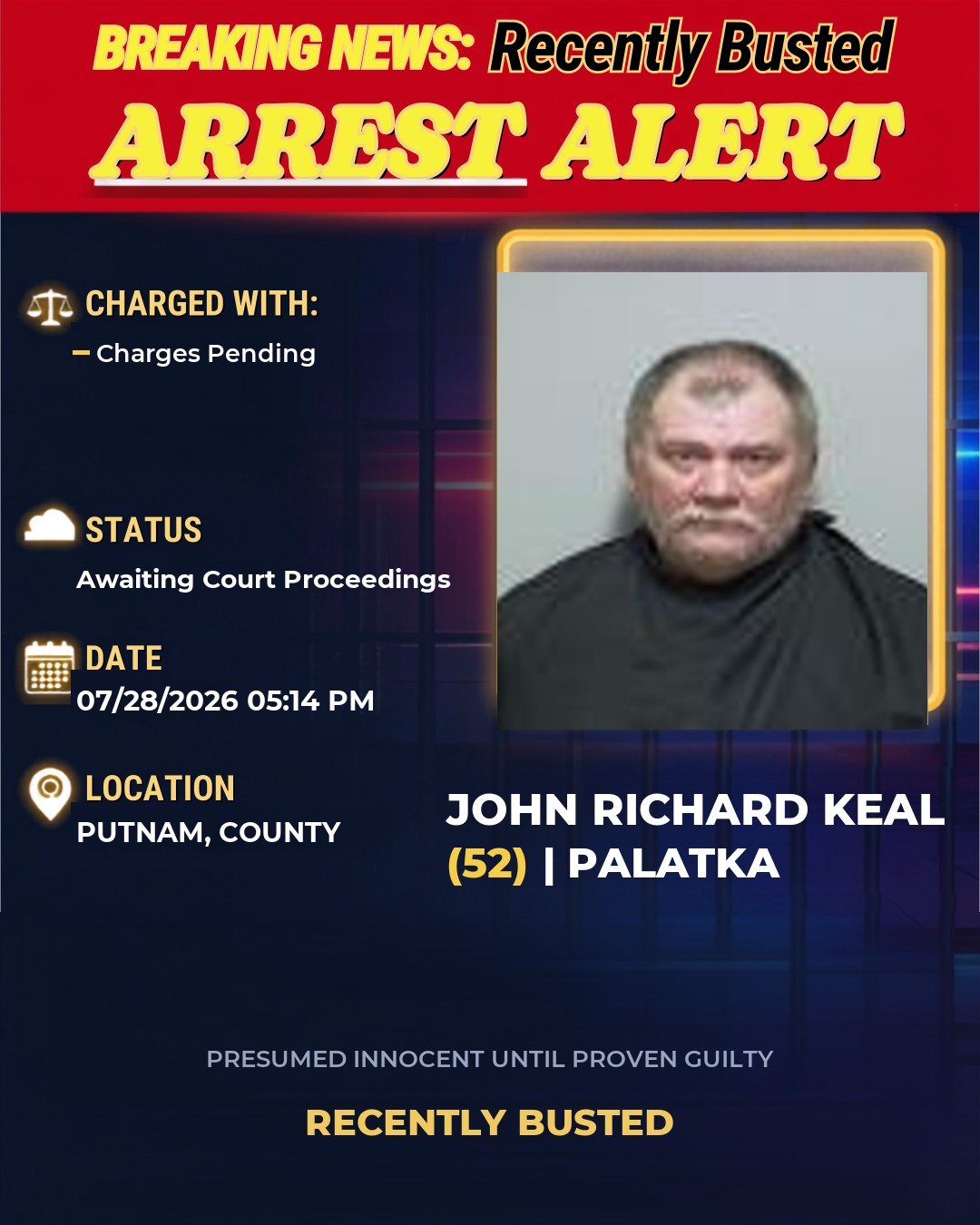 Arrest report - John Richard Keal