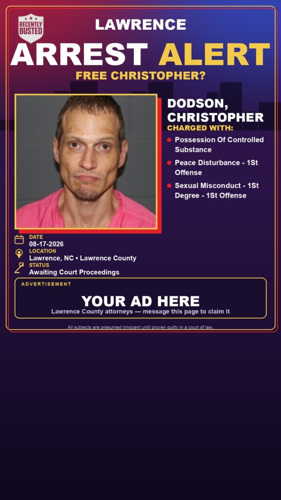 DODSON, CHRISTOPHER — arrest record card, Missouri