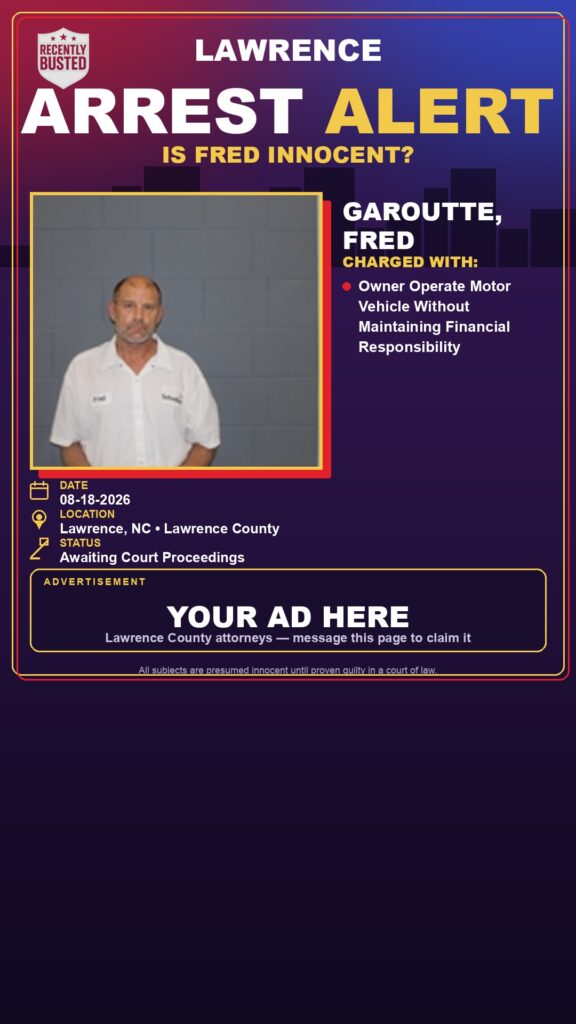 Arrest report — GAROUTTE, FRED