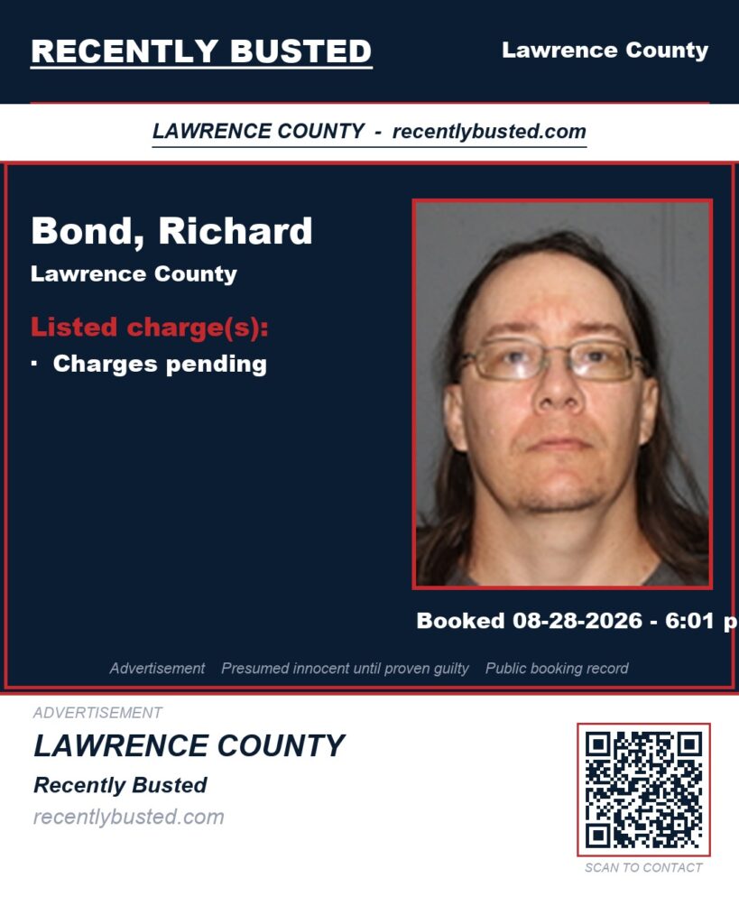 BOND, RICHARD — arrest record card, Missouri