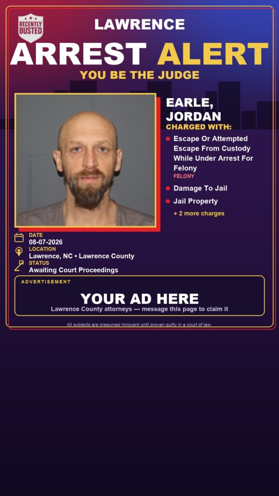 Arrest report — EARLE, JORDAN
