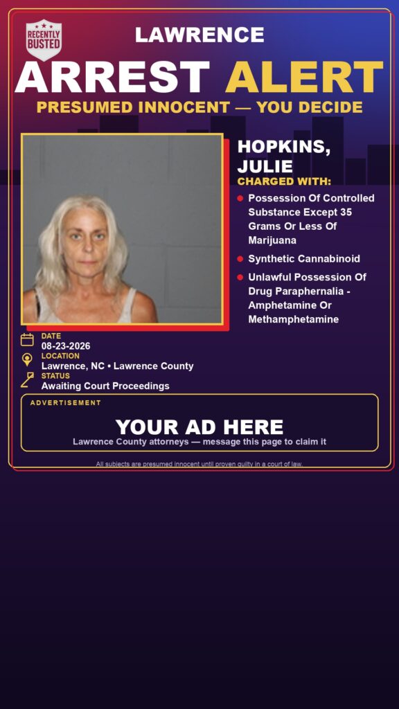 Arrest report — HOPKINS, JULIE