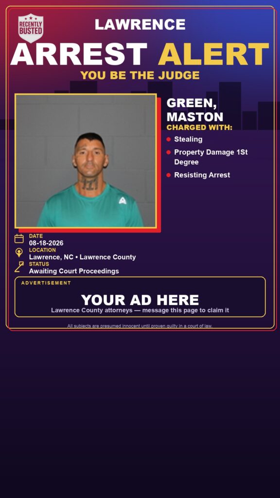 GREEN, MASTON — arrest record card, Missouri