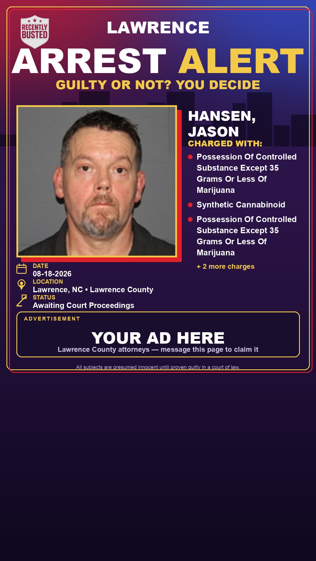 Arrest report - HANSEN, JASON