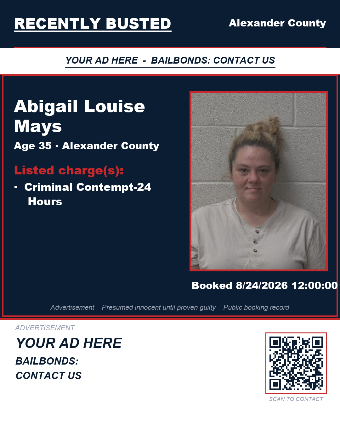 Arrest report - ABIGAIL LOUISE MAYS