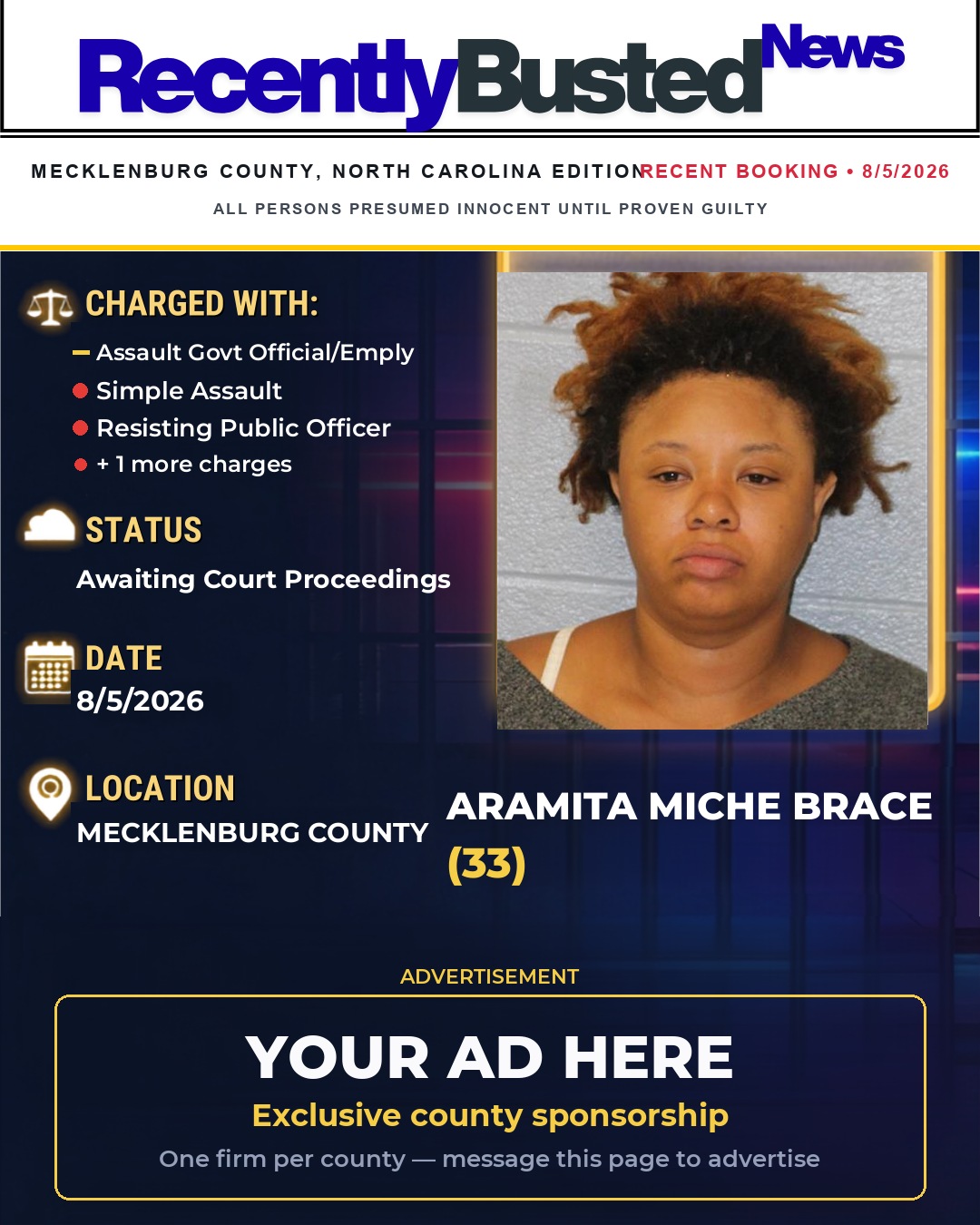 Arrest report - ARAMITA MICHE BRACE