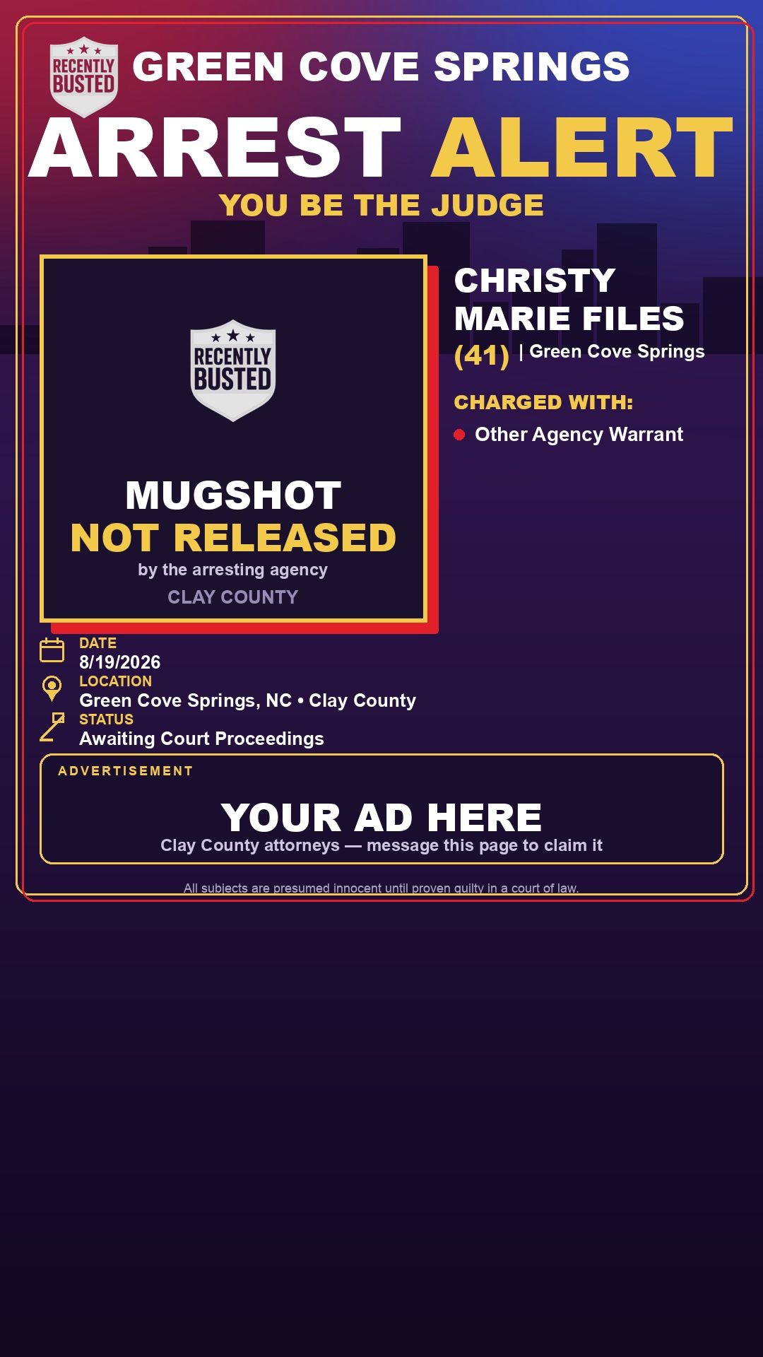 Arrest report - CHRISTY MARIE FILES