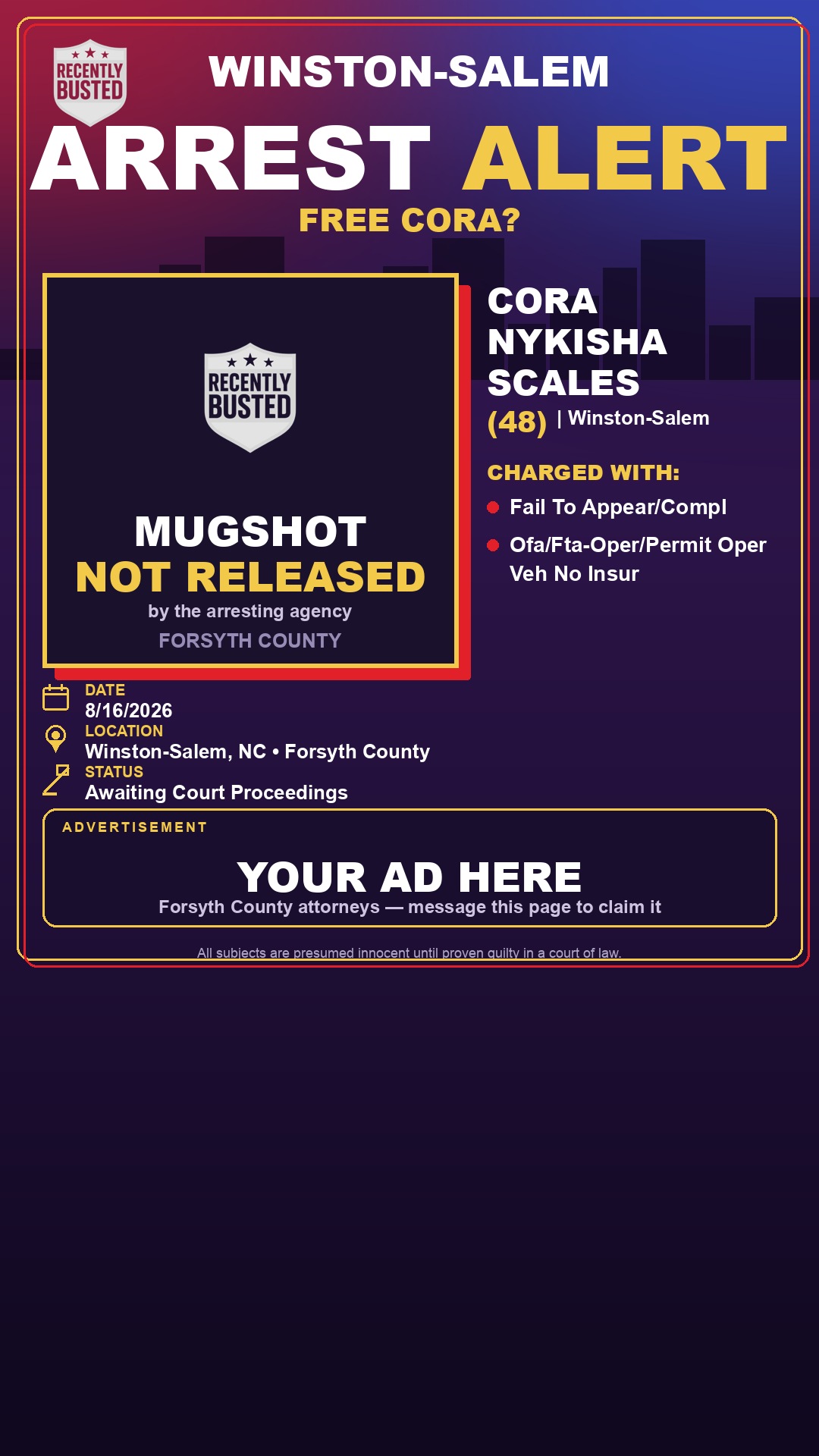 Arrest report - CORA NYKISHA SCALES