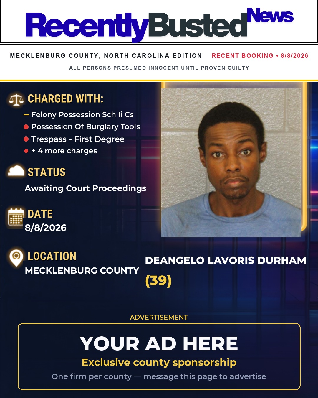 Arrest report - DEANGELO LAVORIS DURHAM