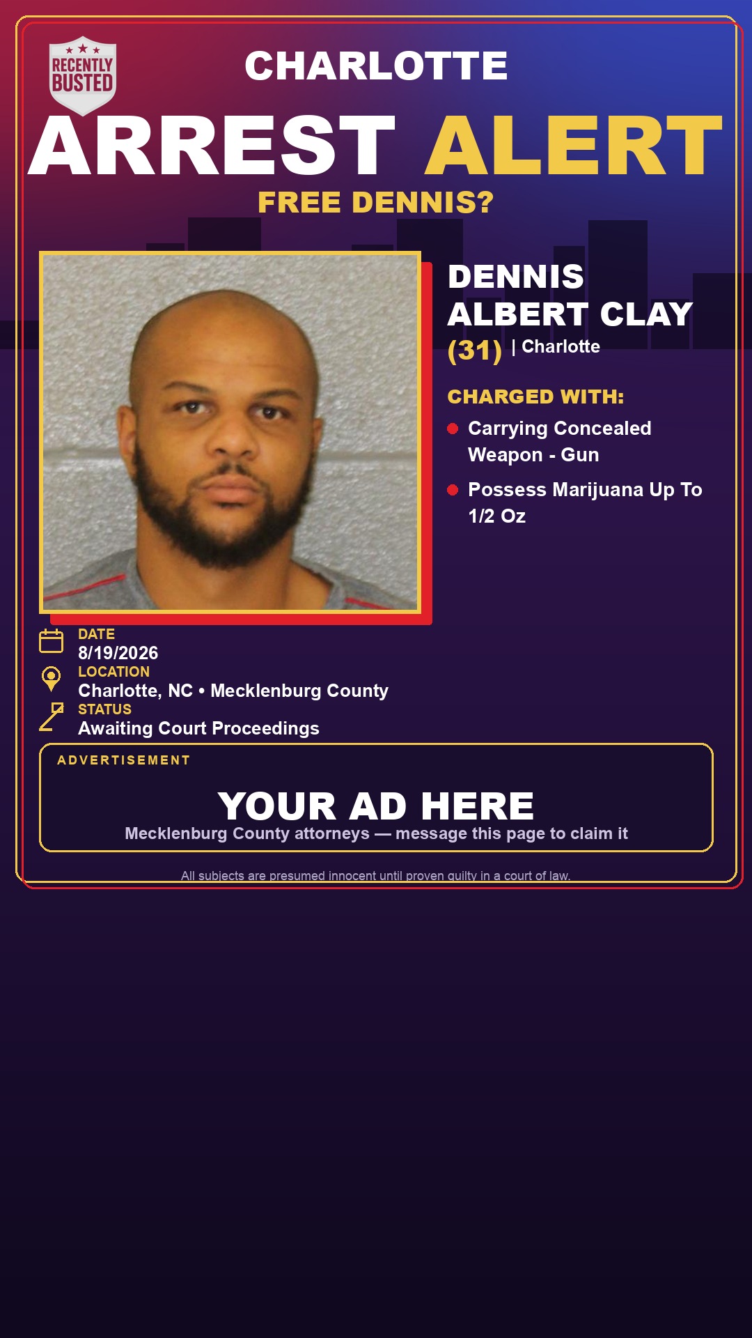 Arrest report - DENNIS ALBERT CLAY