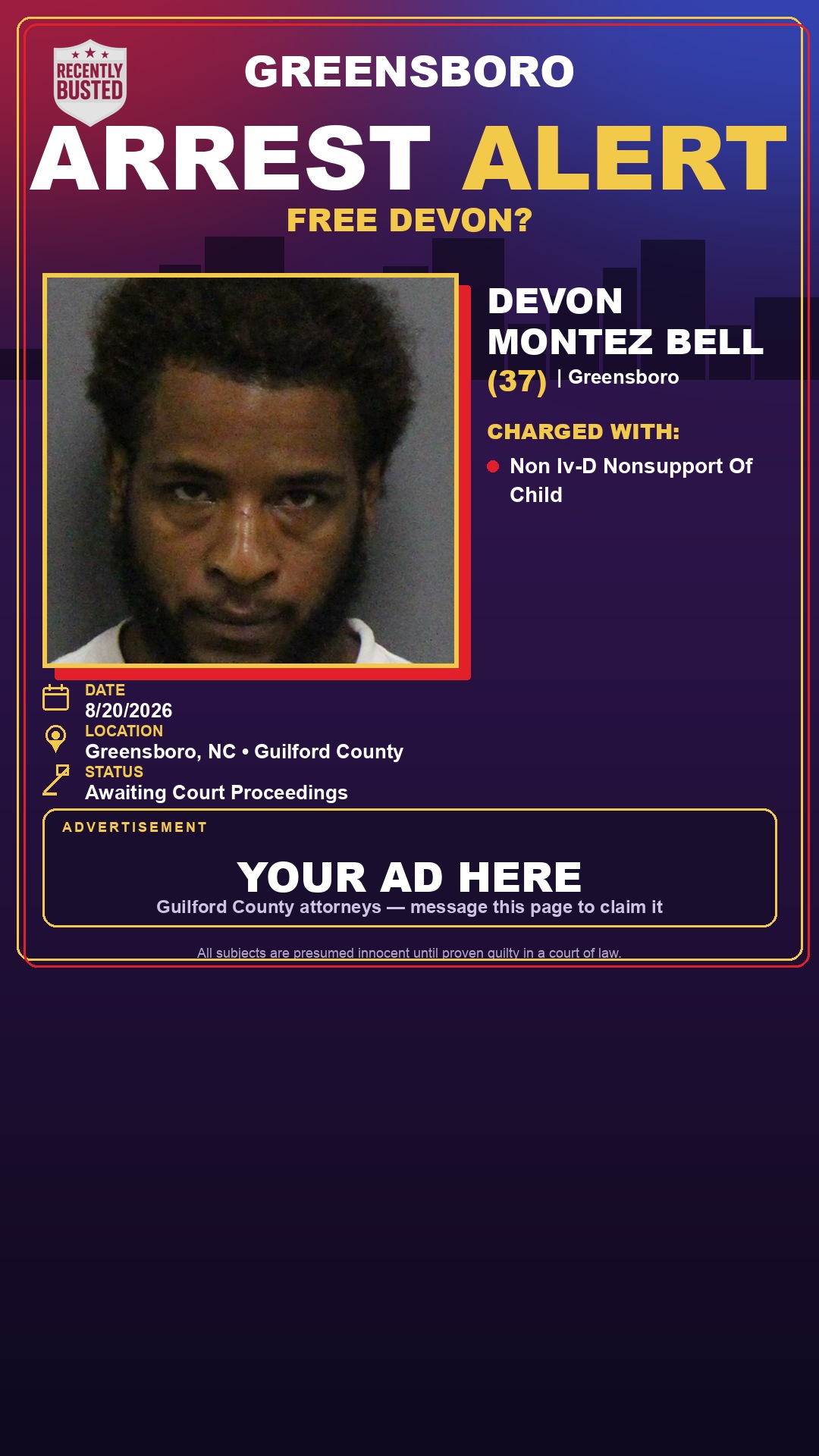 Arrest report - DEVON MONTEZ BELL