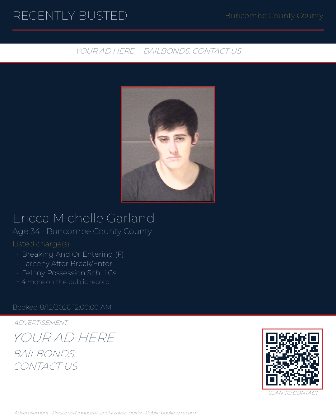 Arrest report - ERICCA MICHELLE GARLAND
