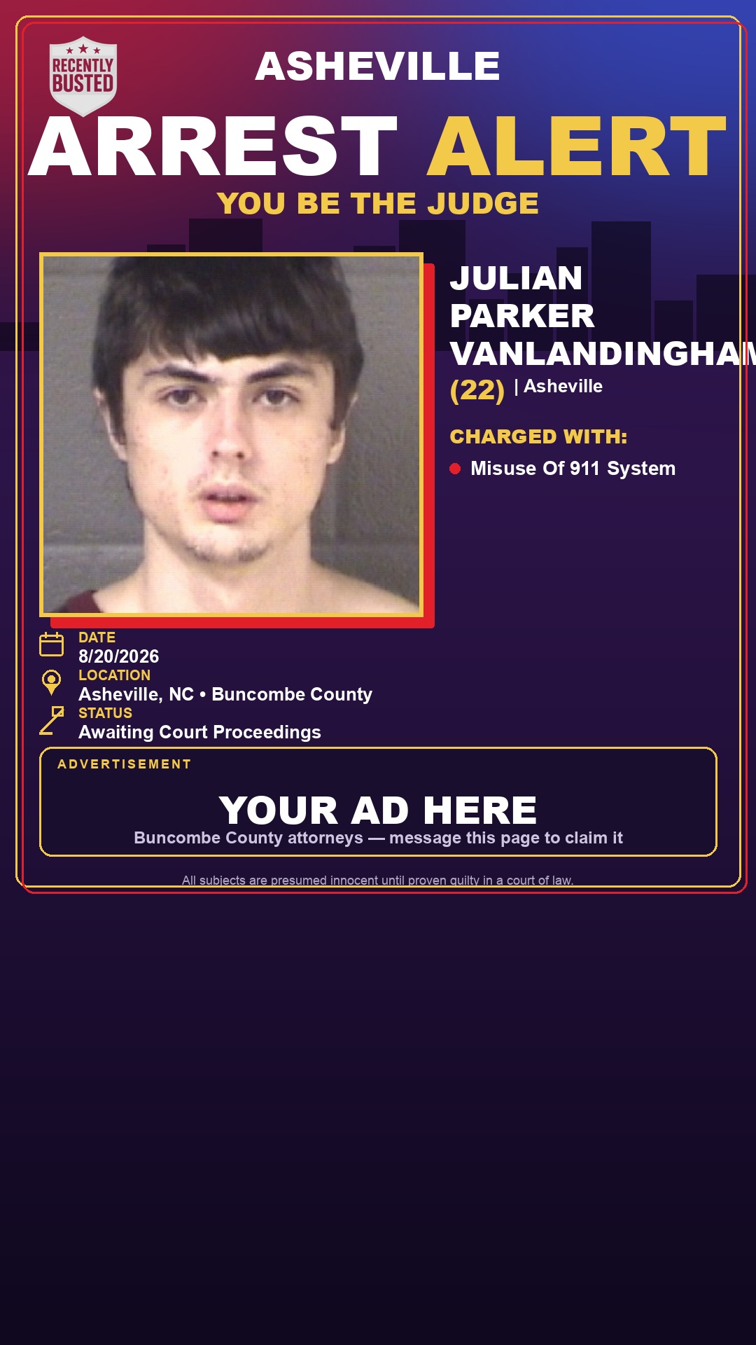 Arrest report - JULIAN PARKER VANLANDINGHAM
