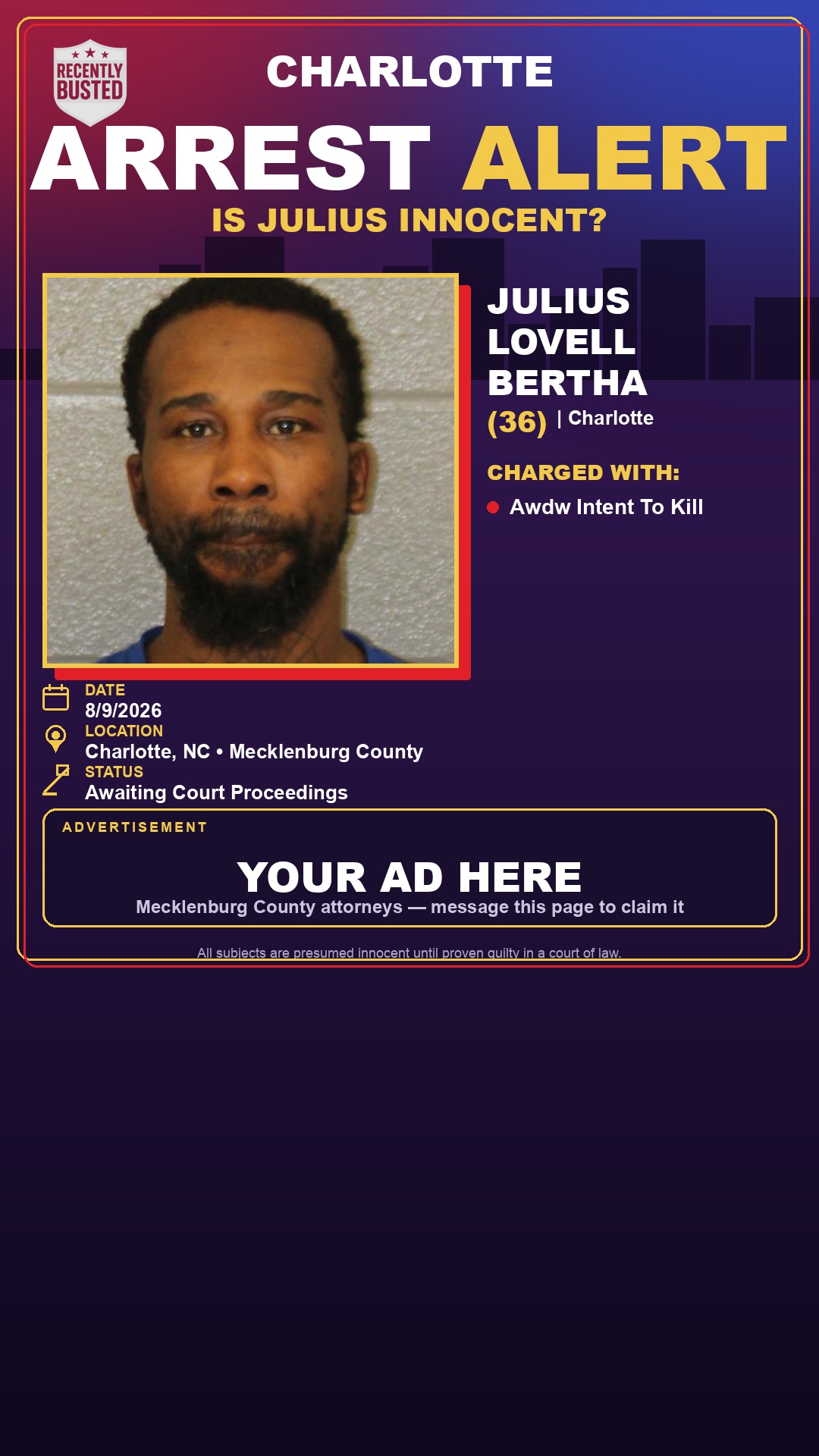 Arrest report - JULIUS LOVELL BERTHA