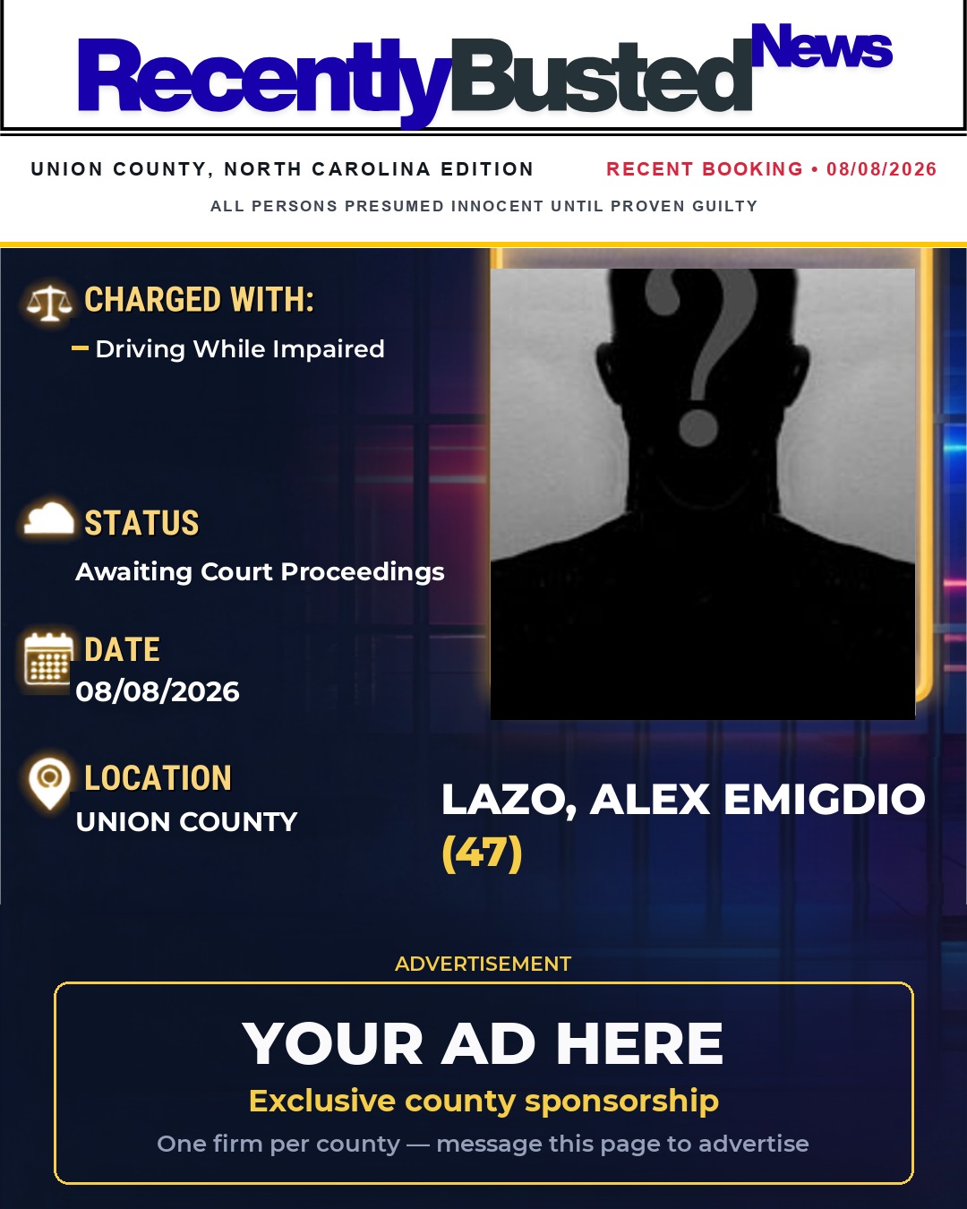 Arrest report - LAZO, ALEX EMIGDIO