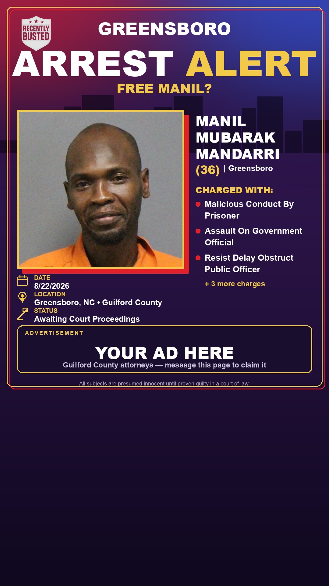 Arrest report - MANIL MUBARAK MANDARRI