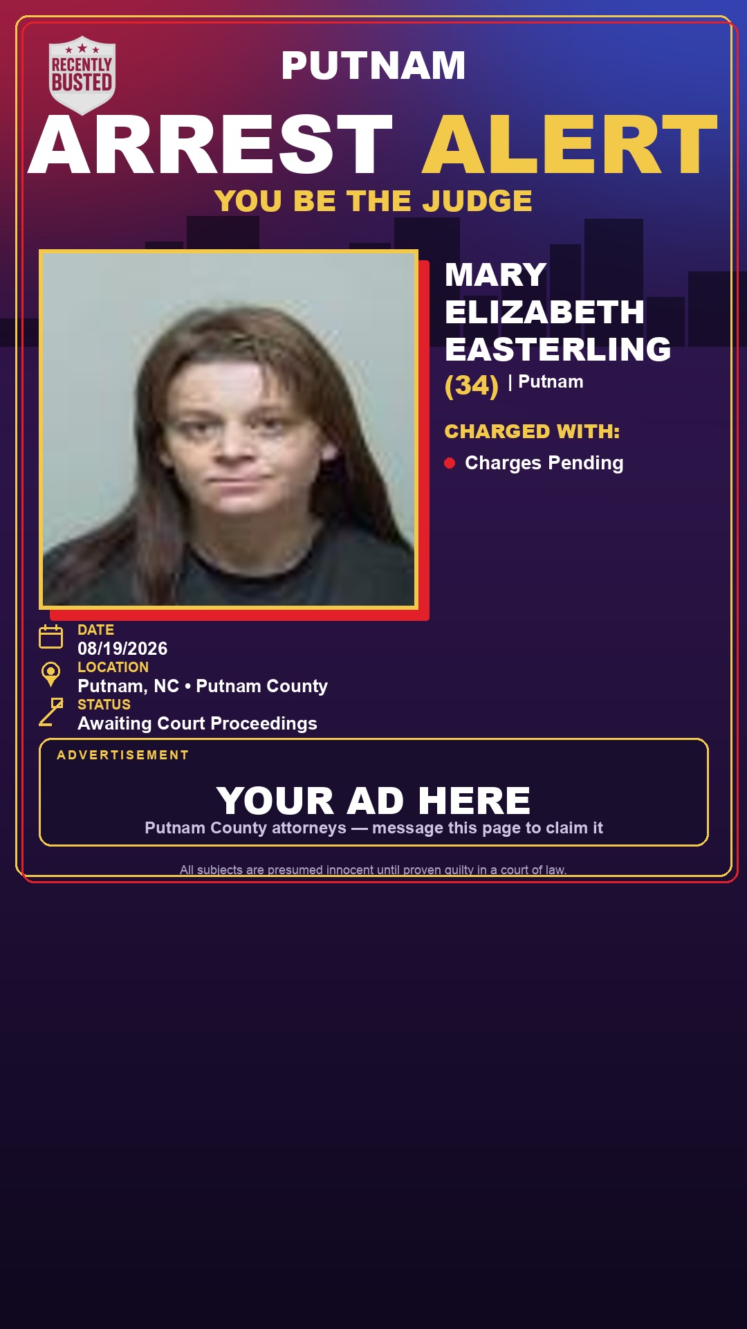 Arrest report - Mary Elizabeth Easterling
