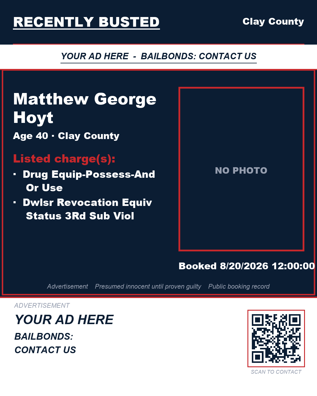 Arrest report - MATTHEW GEORGE HOYT