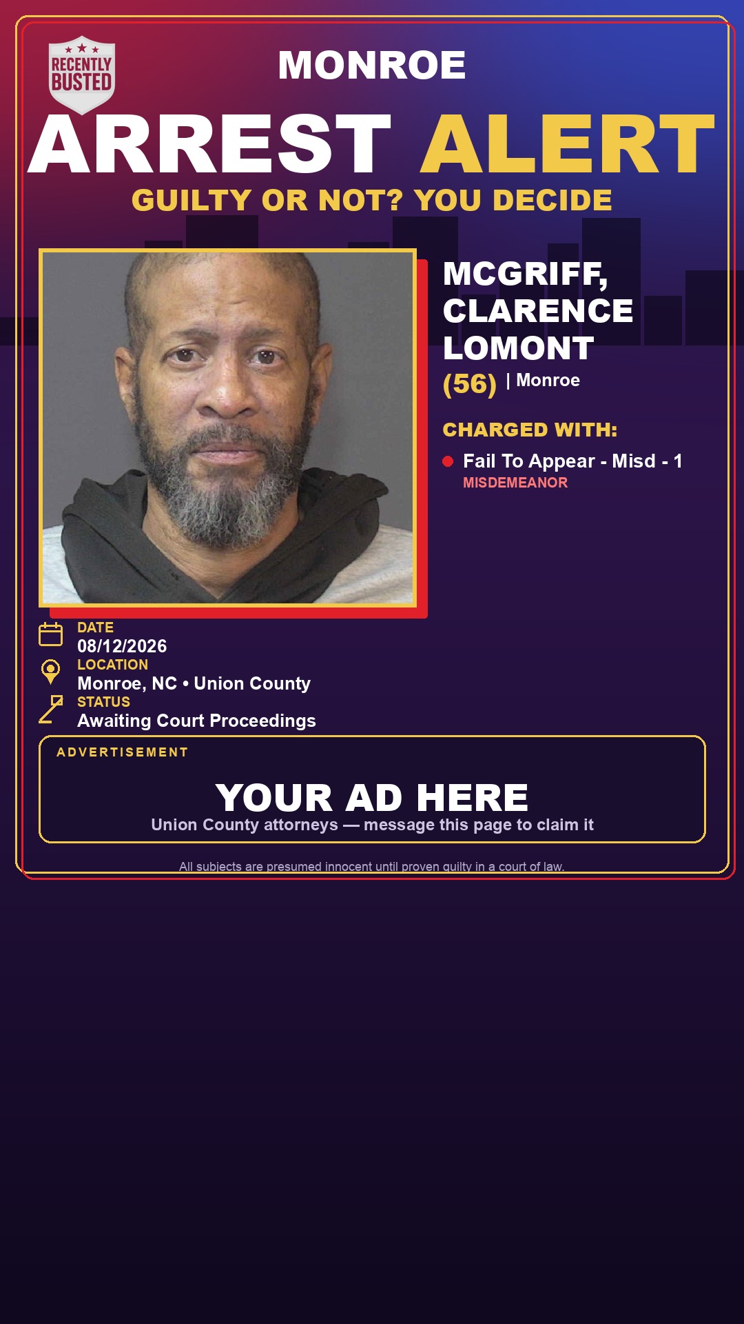 Arrest report - MCGRIFF, CLARENCE LOMONT