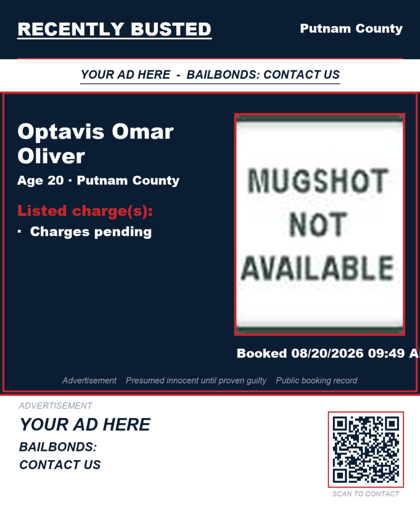 Optavis Omar Oliver — arrest record card, Florida Crime