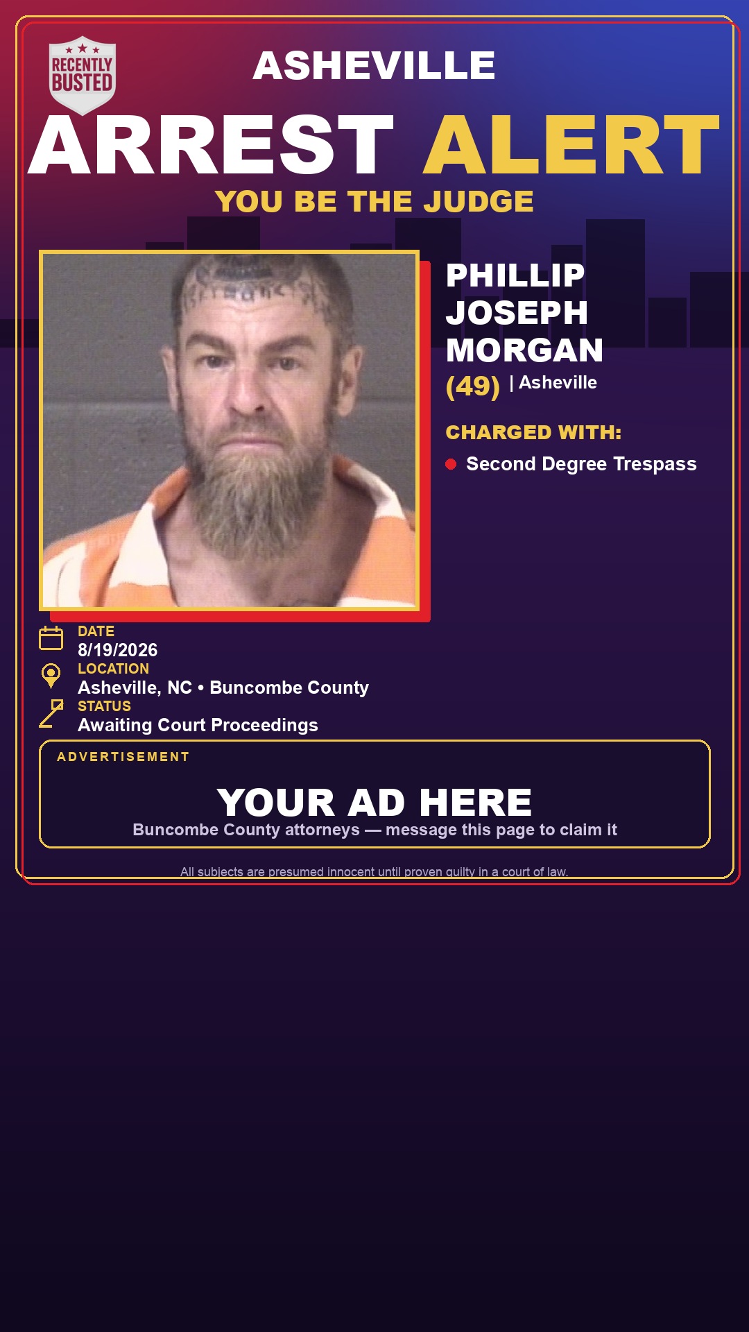 Arrest report - PHILLIP JOSEPH MORGAN