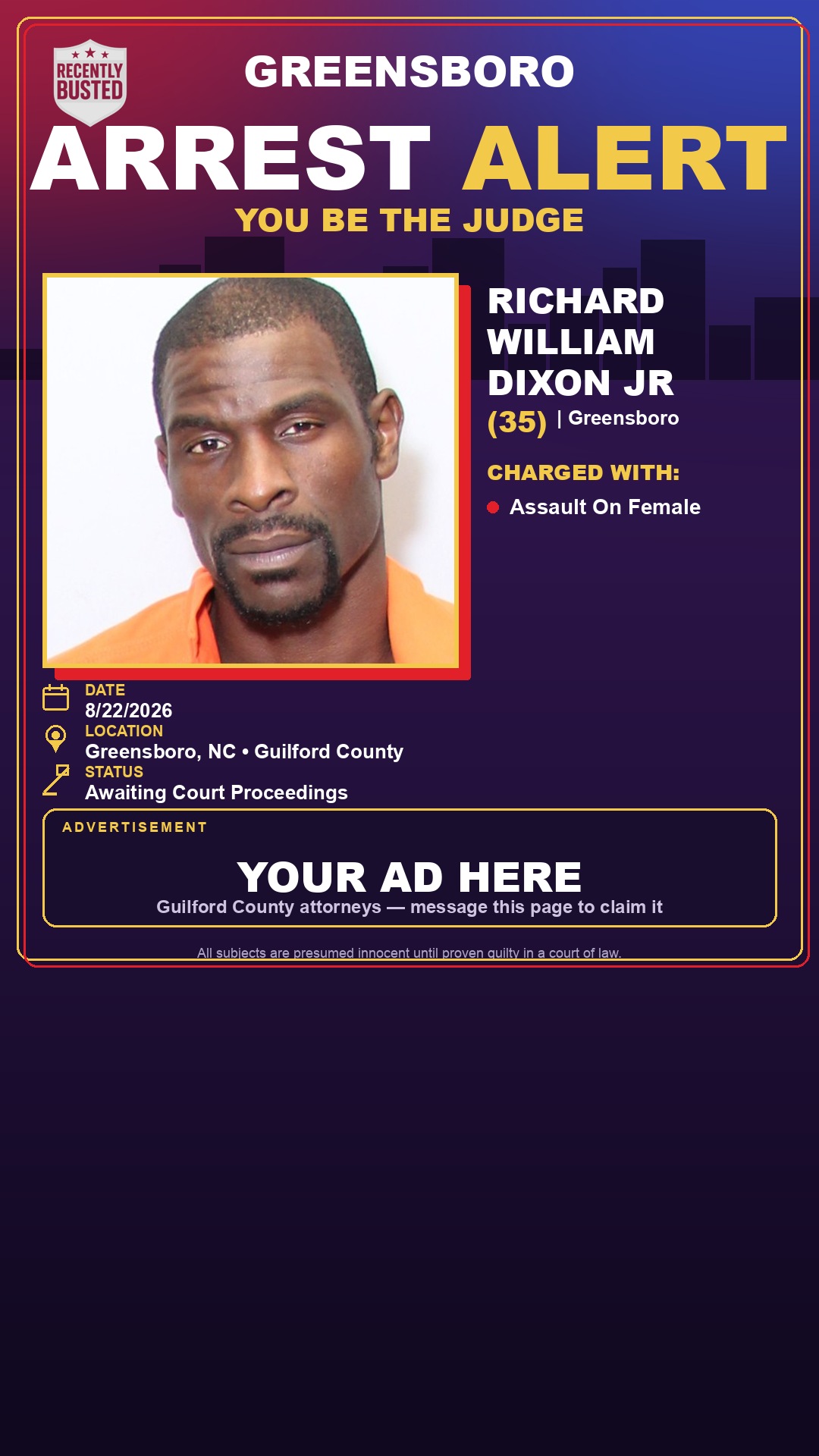 Arrest report - RICHARD WILLIAM DIXON JR