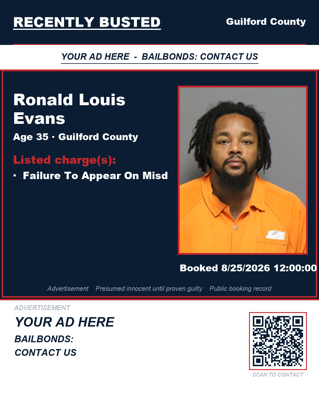 Arrest report - RONALD LOUIS EVANS
