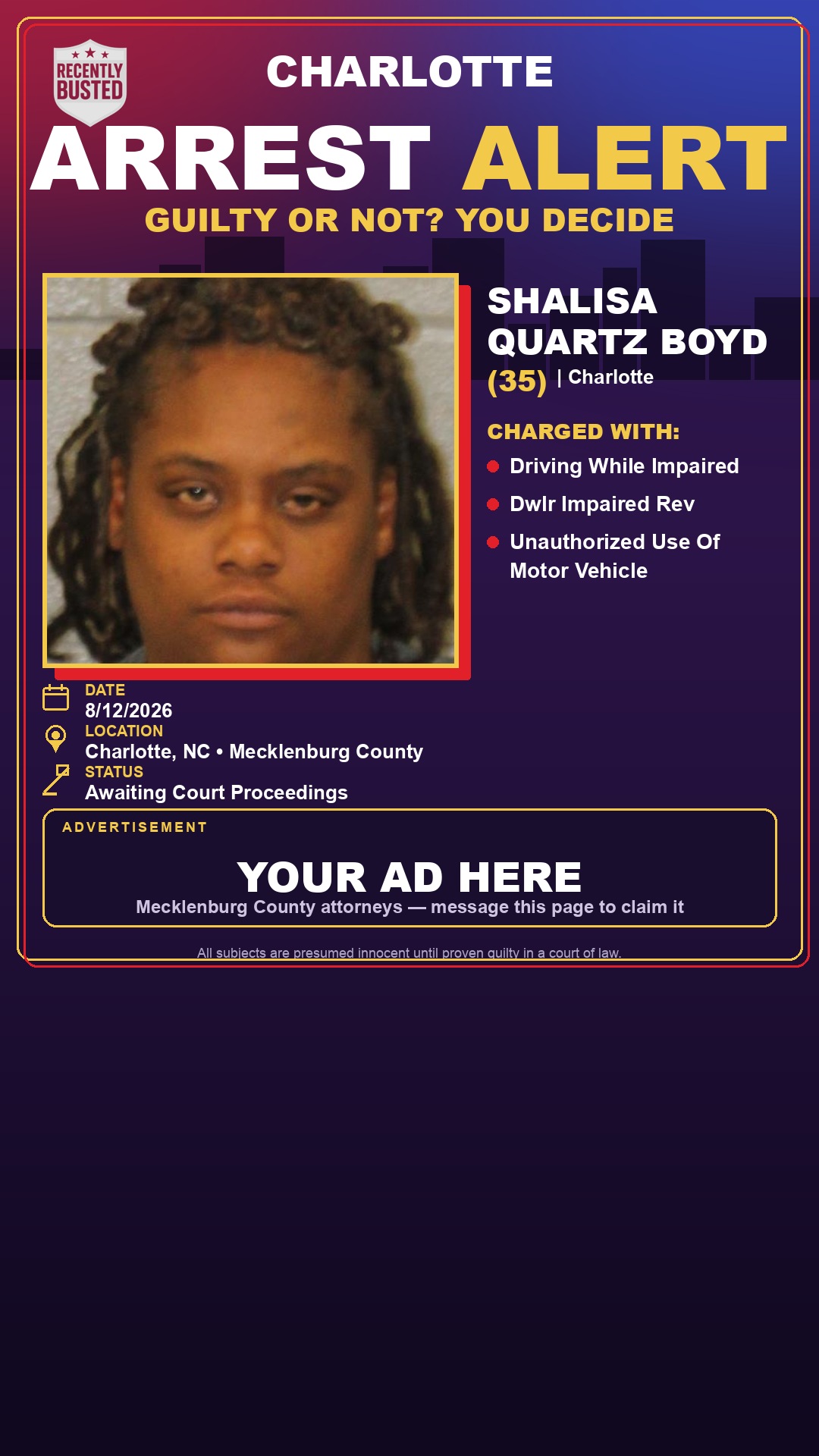Arrest report - SHALISA QUARTZ BOYD