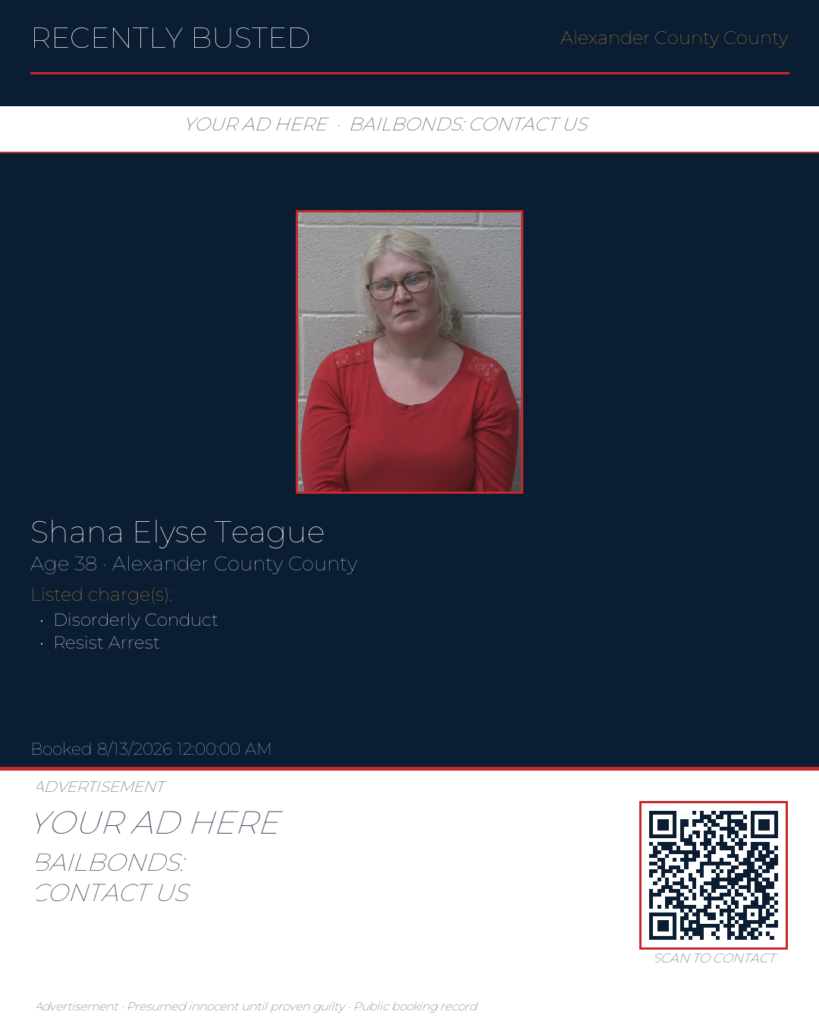 Arrest report — SHANA ELYSE TEAGUE