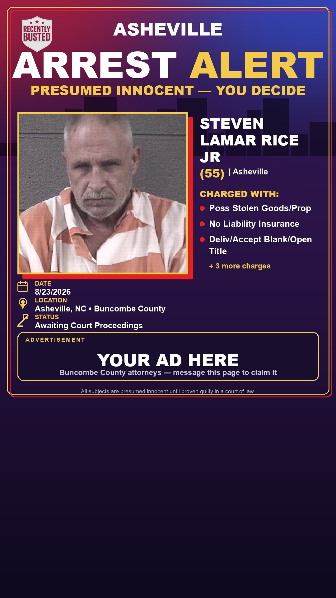 Arrest report - STEVEN LAMAR RICE JR