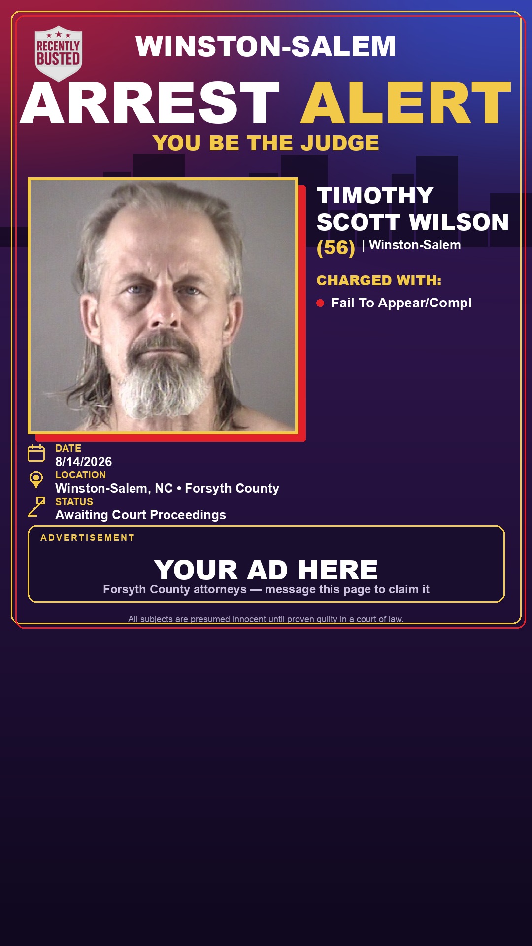 Arrest report - TIMOTHY SCOTT WILSON