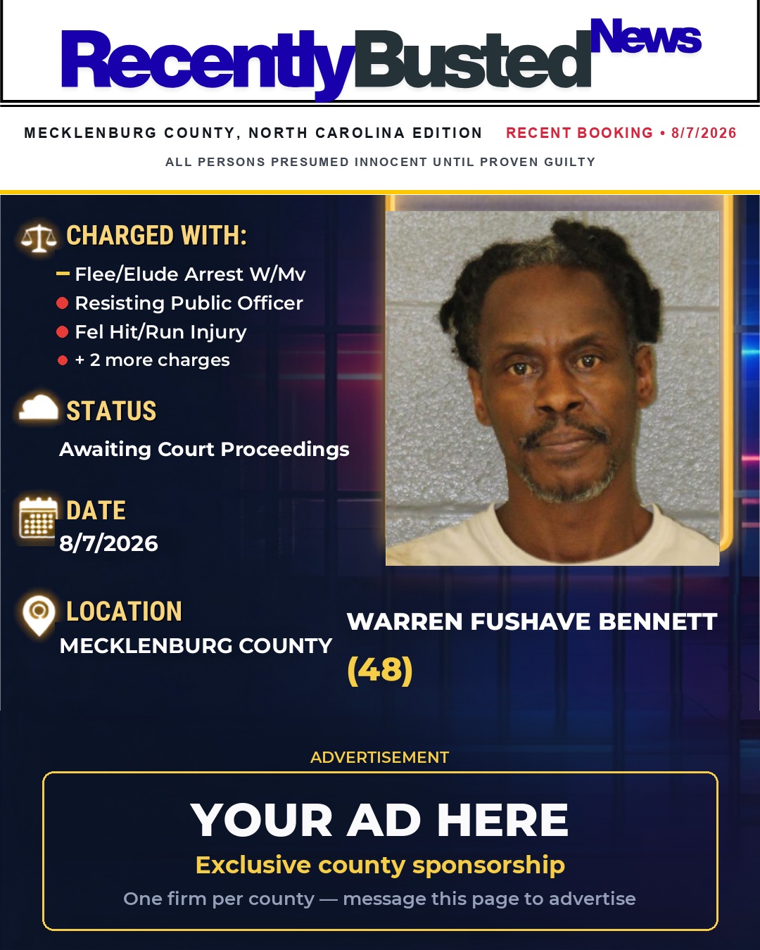 Arrest report - WARREN FUSHAVE BENNETT