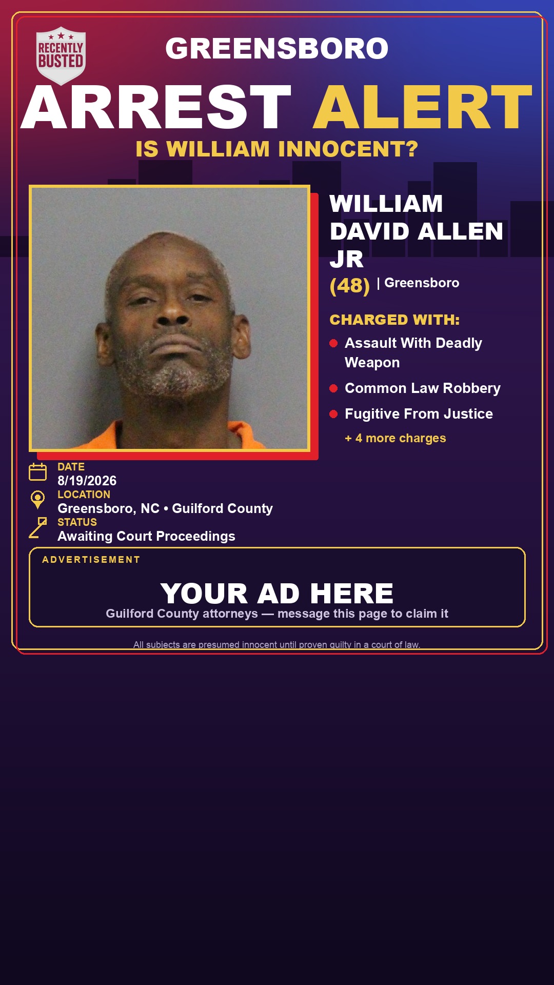 Arrest report - WILLIAM DAVID ALLEN JR