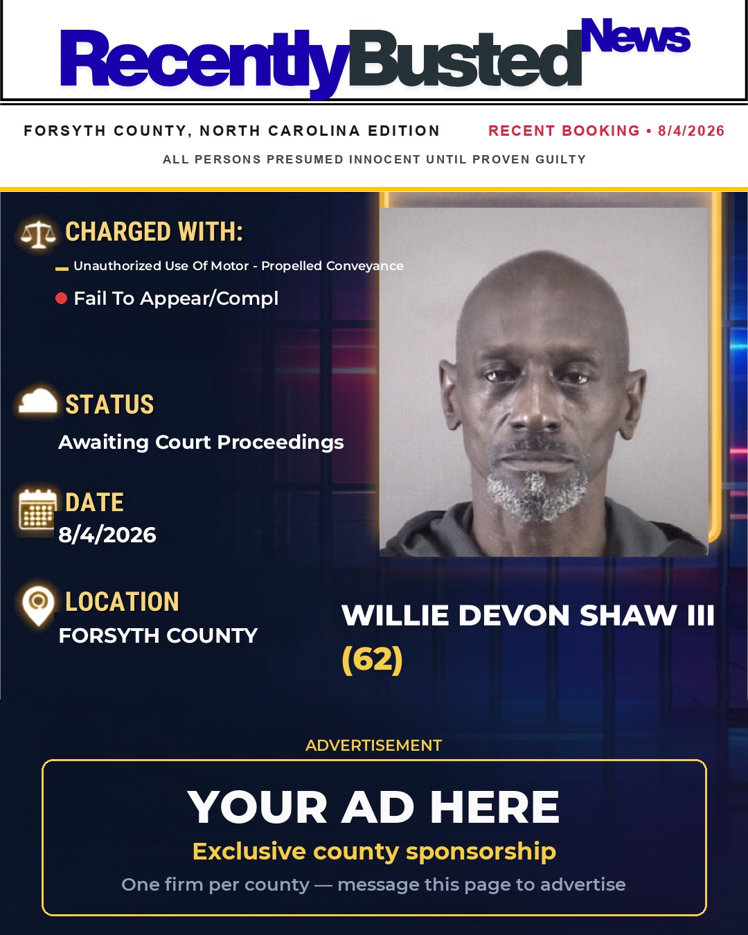 Arrest report - WILLIE DEVON SHAW III
