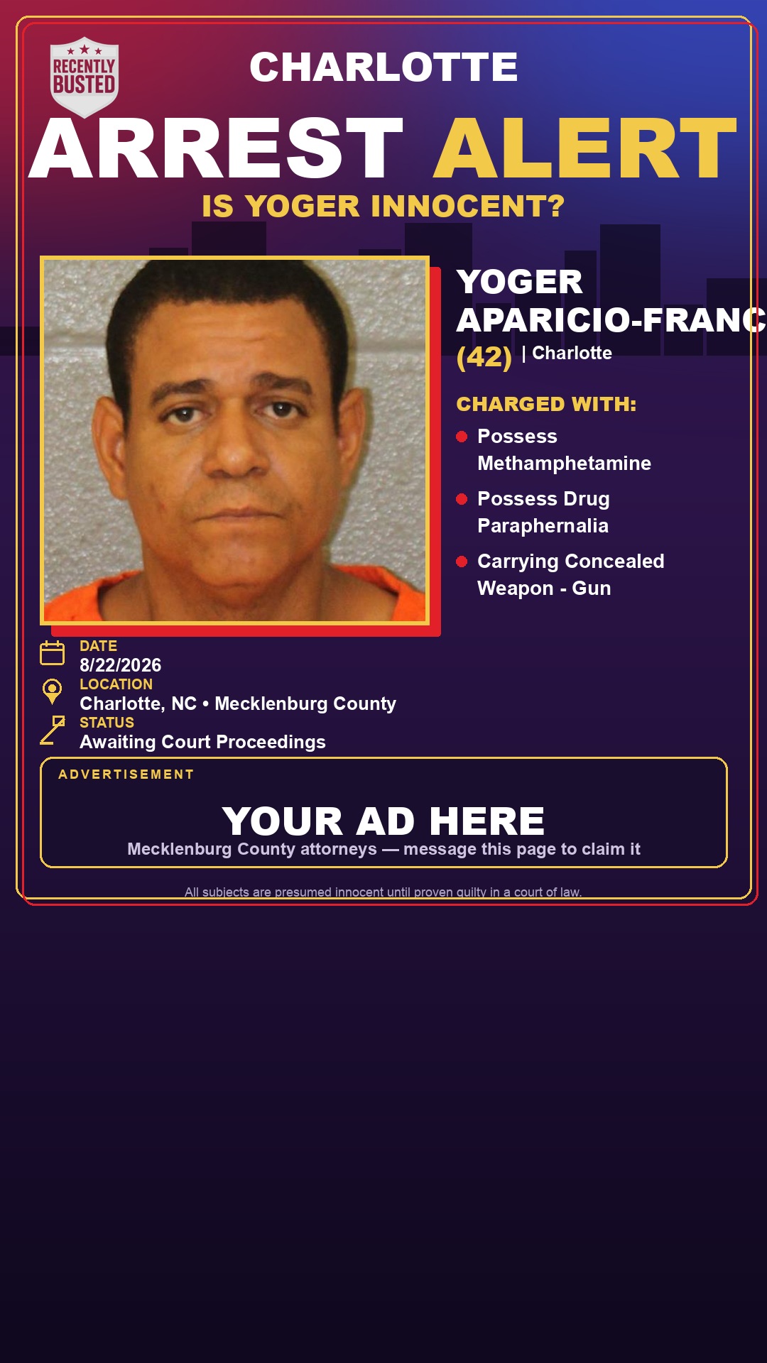 Arrest report - YOGER APARICIO-FRANCO