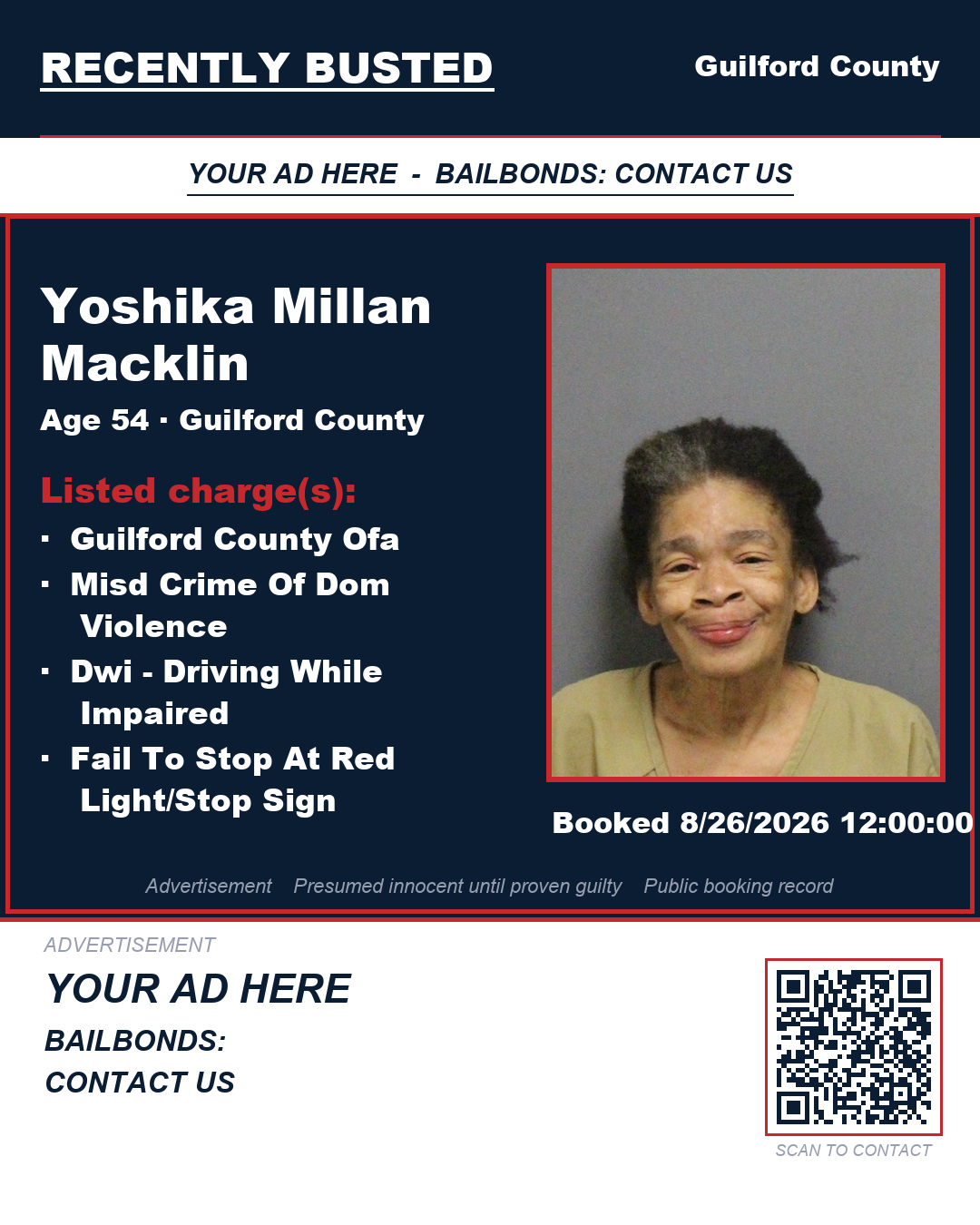 Arrest report - YOSHIKA MILLAN MACKLIN