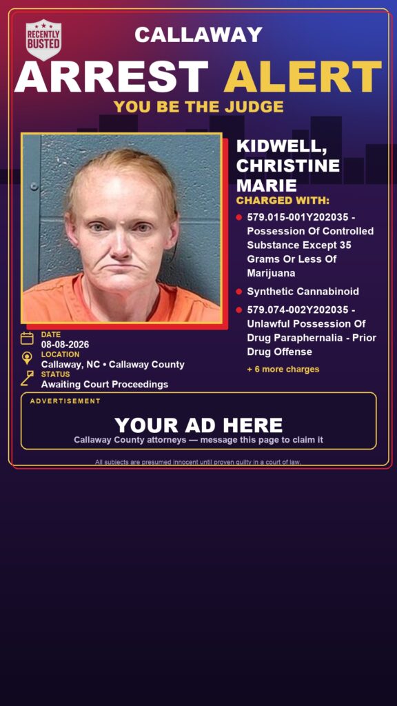 Arrest report — Kidwell, Christine Marie