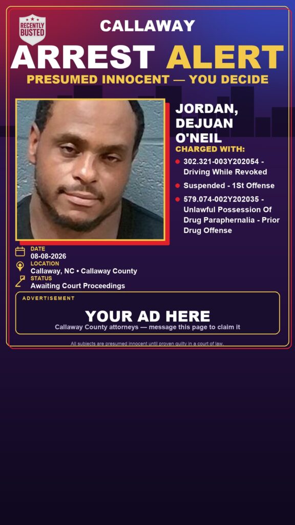 Arrest report — Jordan, Dejuan O'Neil
