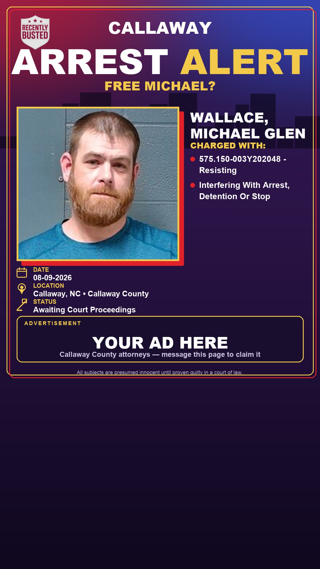 Arrest report - Wallace, Michael Glen