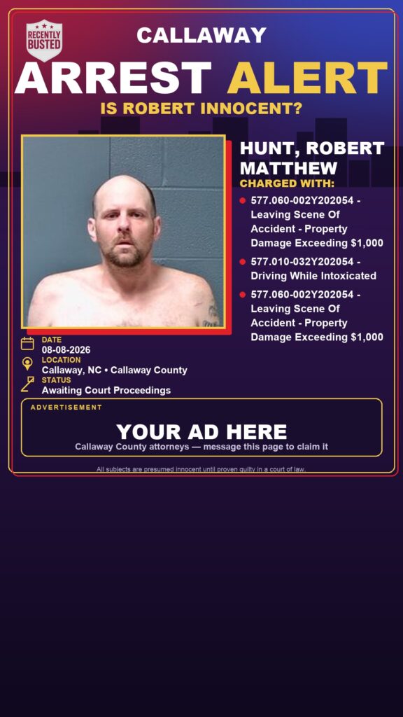 Arrest report — Hunt, Robert Matthew