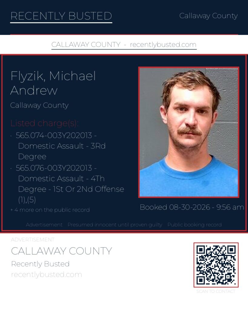 Flyzik, Michael Andrew — arrest record card, Missouri