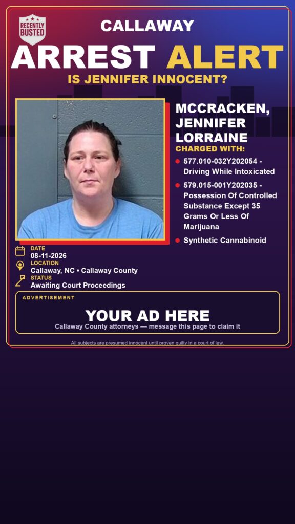 Arrest report — McCracken, Jennifer Lorraine
