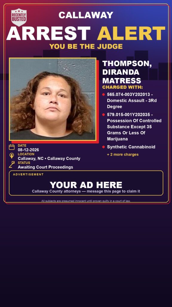 Arrest report — Thompson, Diranda Matress