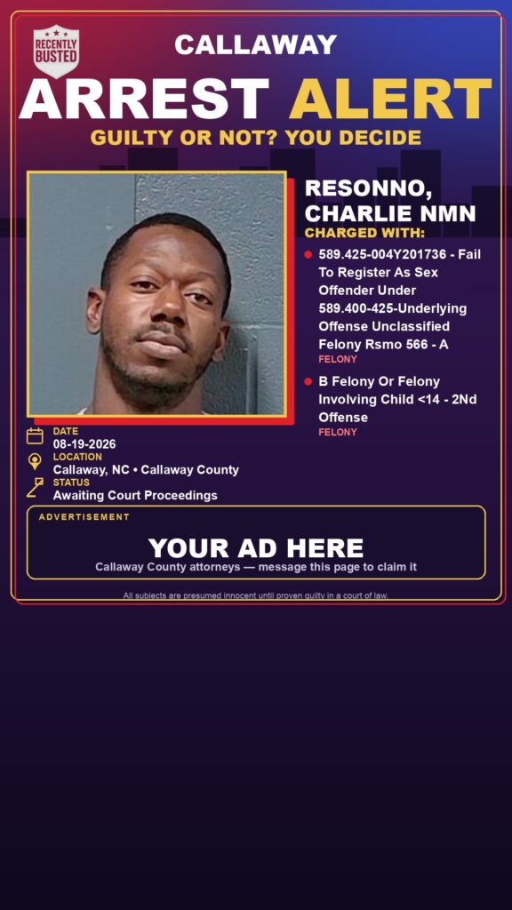Arrest report — Resonno, Charlie NMN