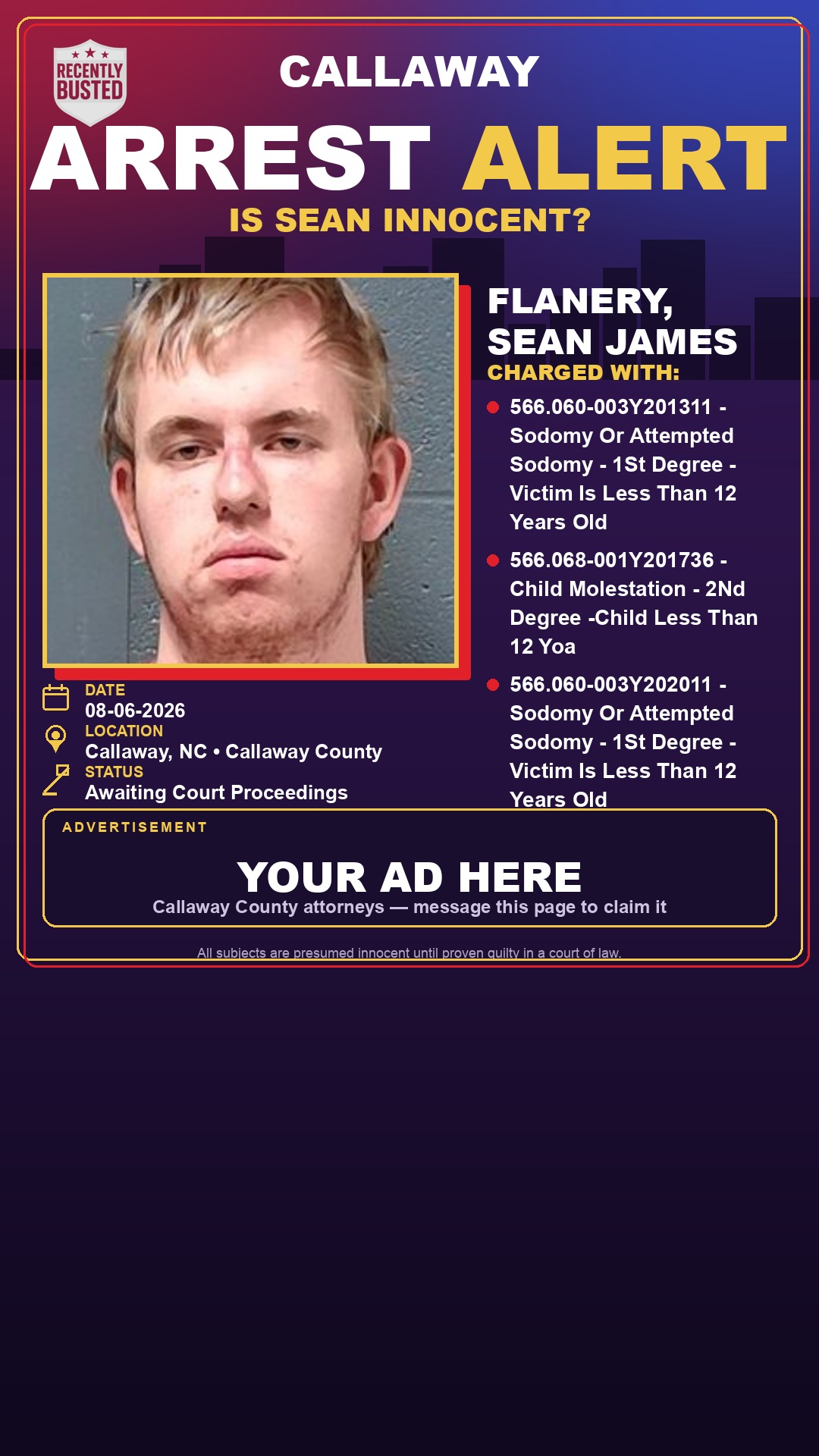 Arrest report - Flanery, Sean James