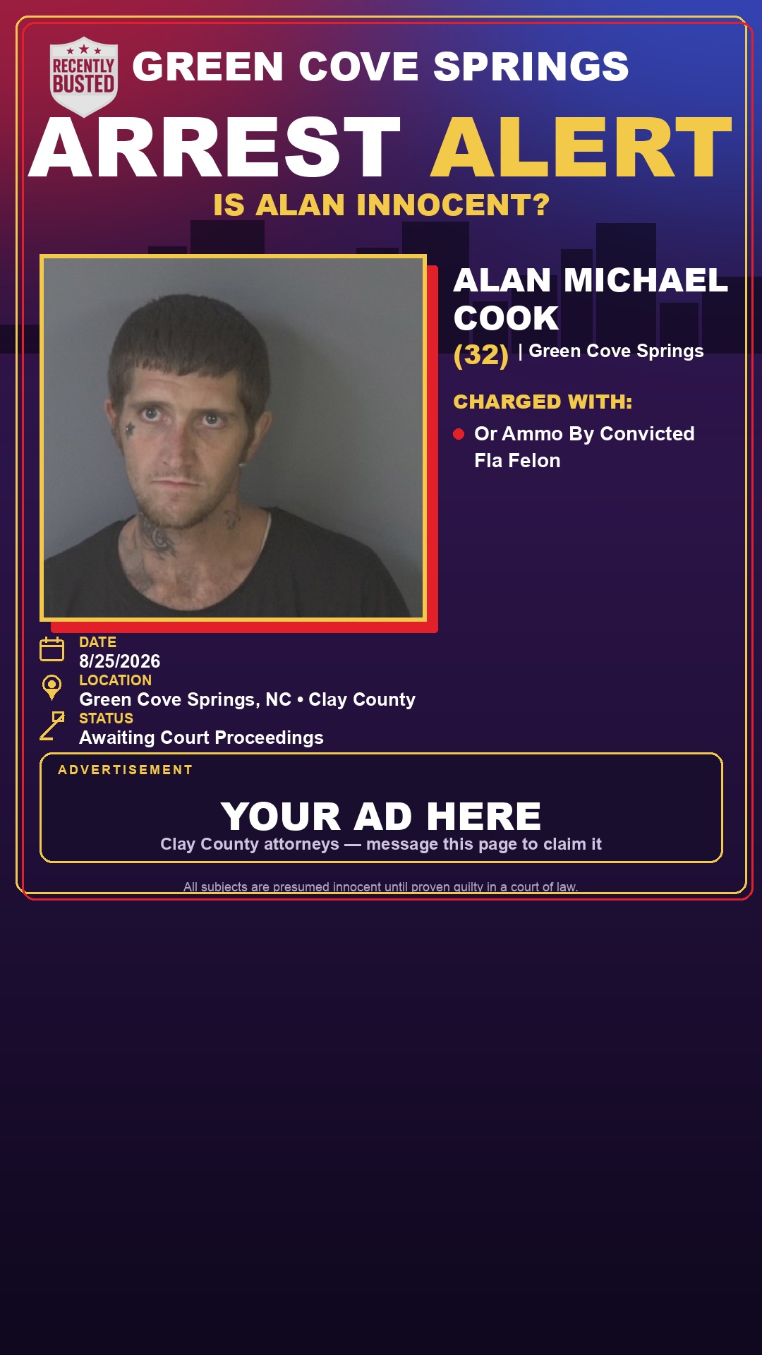 Arrest report - ALAN MICHAEL COOK