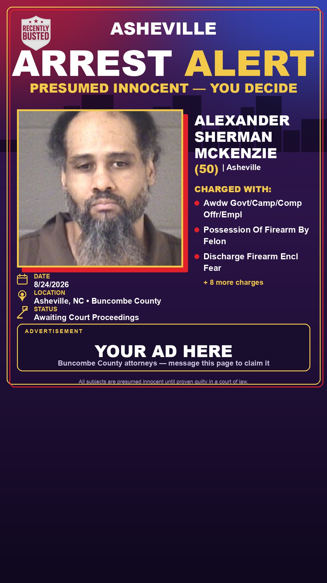 Arrest report - ALEXANDER SHERMAN MCKENZIE